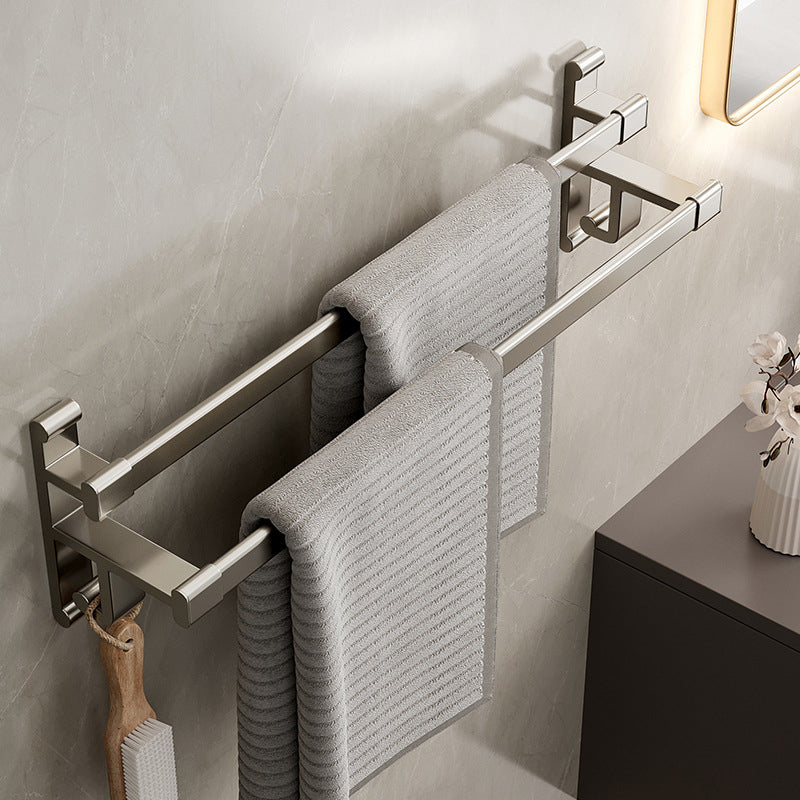 Gray Bathroom Accessory Set Contemporary Style Aluminum Towel Bar