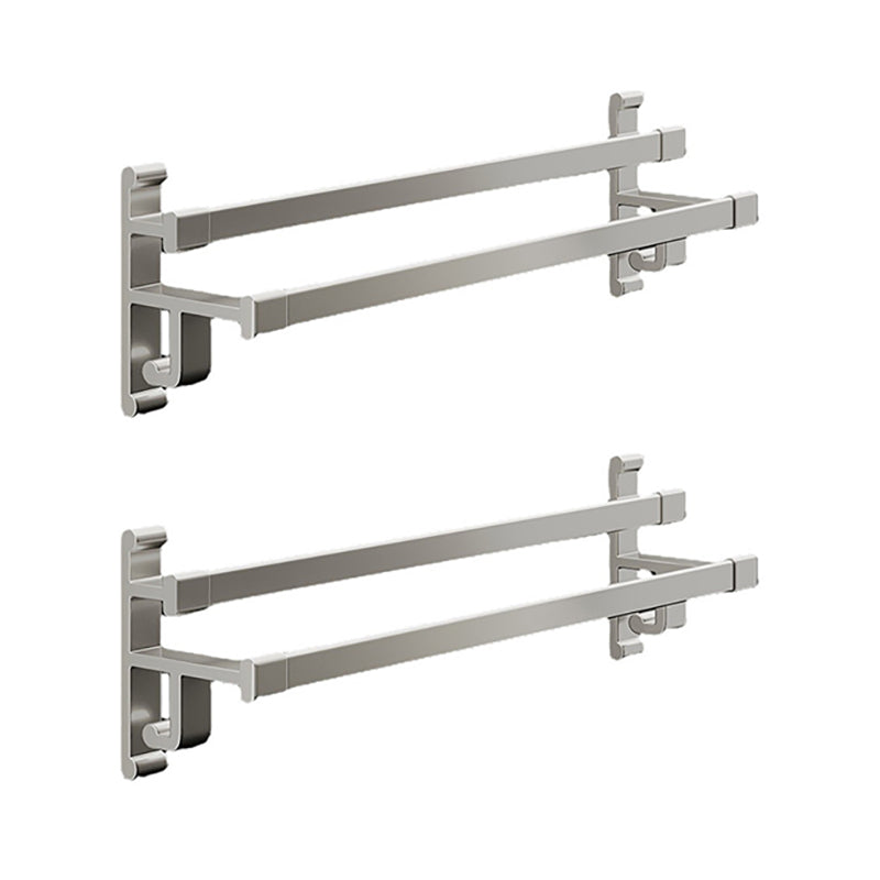 Gray Bathroom Accessory Set Contemporary Style Aluminum Towel Bar