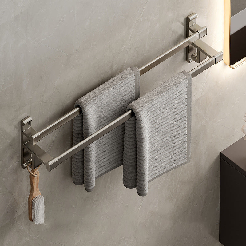 Gray Bathroom Accessory Set Contemporary Style Aluminum Towel Bar