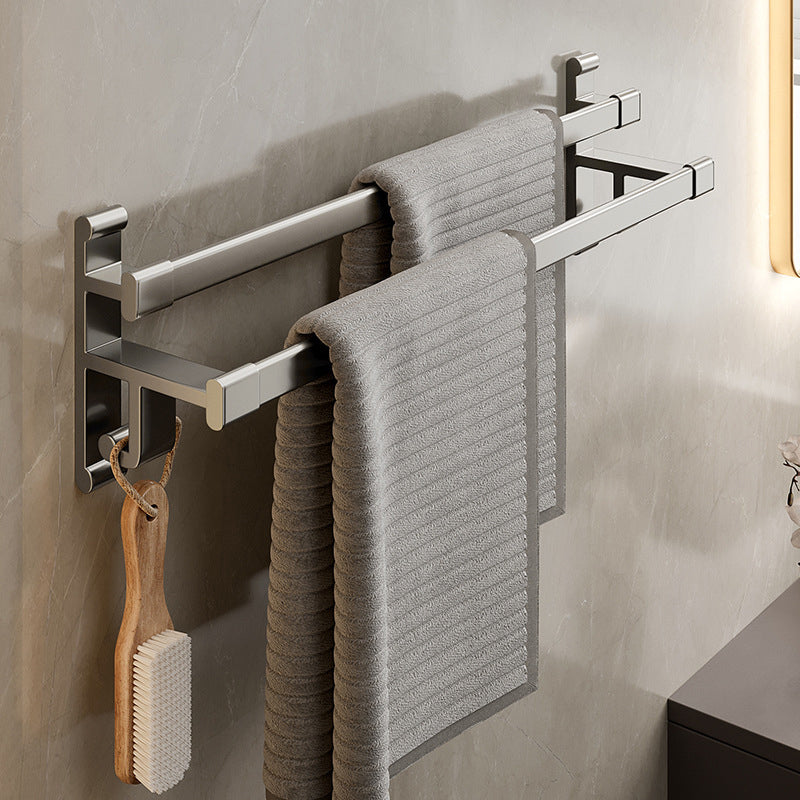 Gray Bathroom Accessory Set Contemporary Style Aluminum Towel Bar