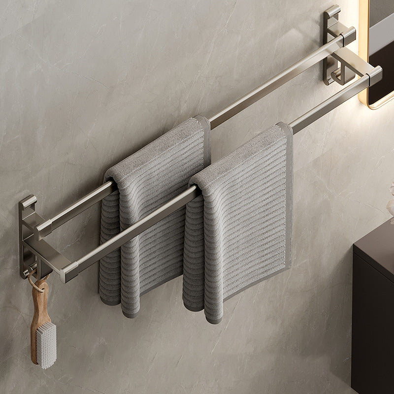 Gray Bathroom Accessory Set Contemporary Style Aluminum Towel Bar