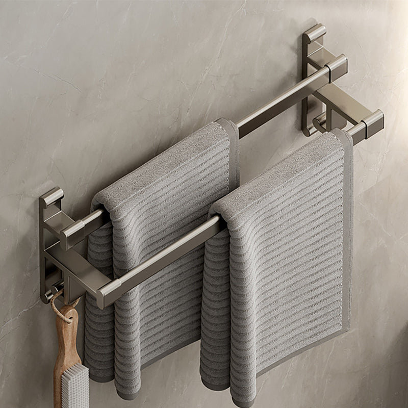 Gray Bathroom Accessory Set Contemporary Style Aluminum Towel Bar