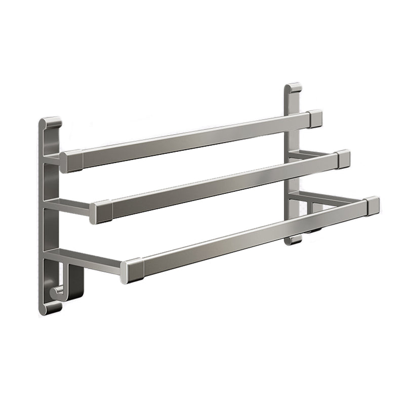 Gray Bathroom Accessory Set Contemporary Style Aluminum Towel Bar