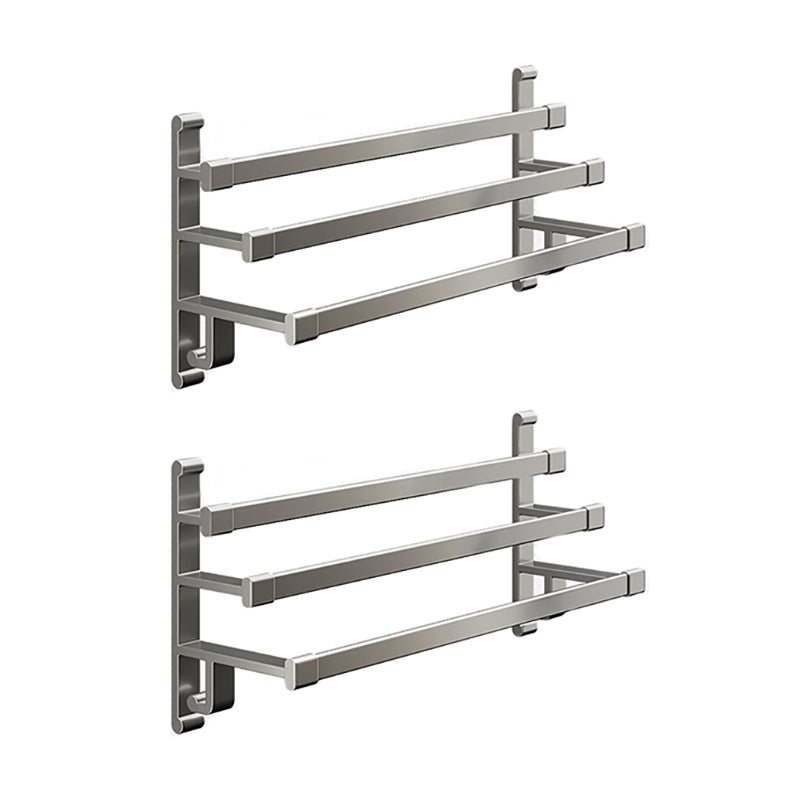 Gray Bathroom Accessory Set Contemporary Style Aluminum Towel Bar