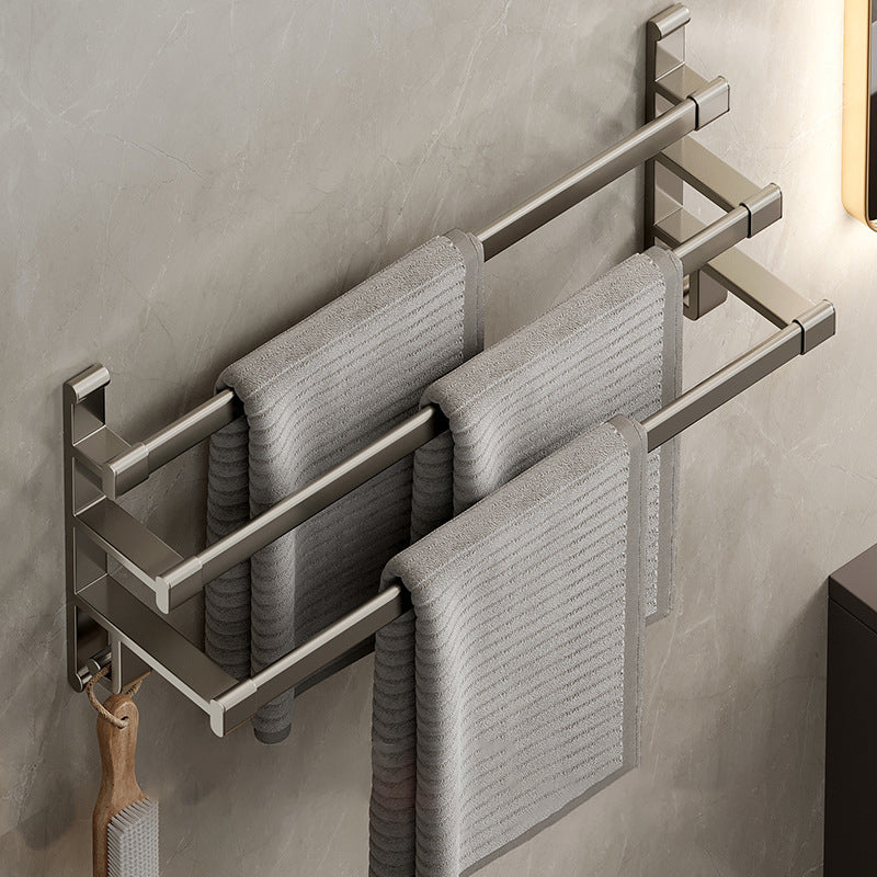 Gray Bathroom Accessory Set Contemporary Style Aluminum Towel Bar