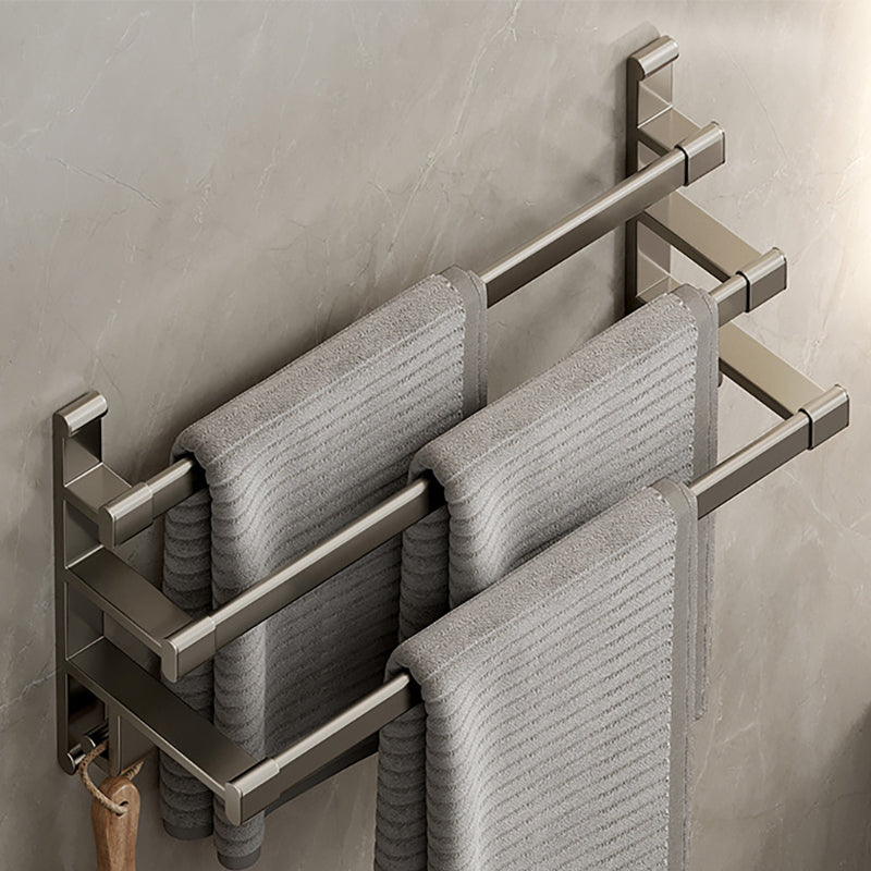 Gray Bathroom Accessory Set Contemporary Style Aluminum Towel Bar