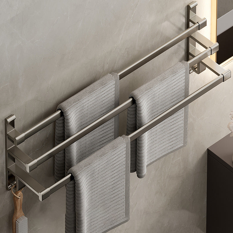 Gray Bathroom Accessory Set Contemporary Style Aluminum Towel Bar