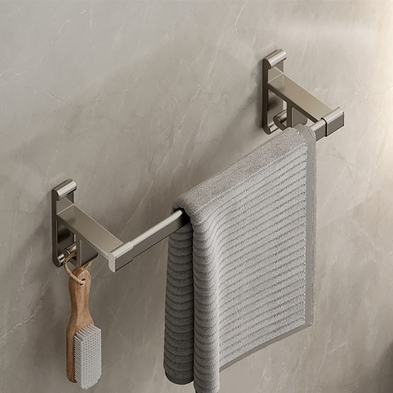 Gray Bathroom Accessory Set Contemporary Style Aluminum Towel Bar