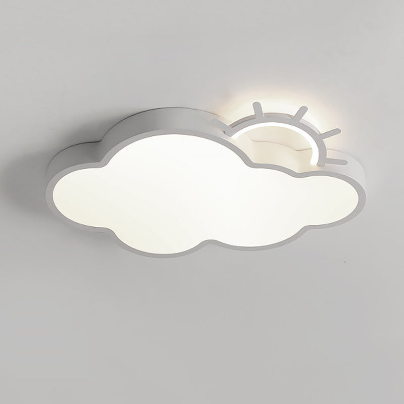 Cloud Shape Flush Light Modern Style Metal 2 Lights Flush Mount in White