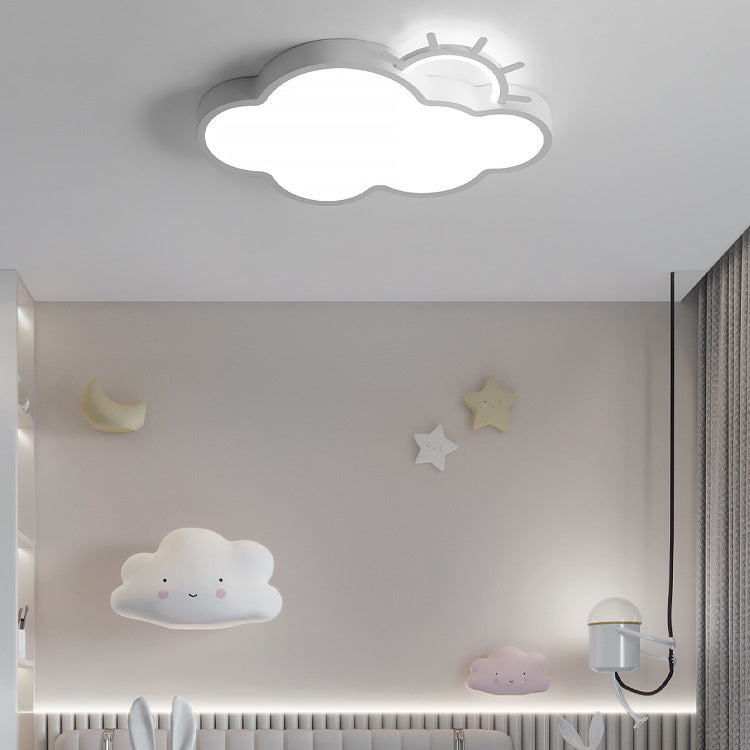 Cloud Shape Flush Light Modern Style Metal 2 Lights Flush Mount in White