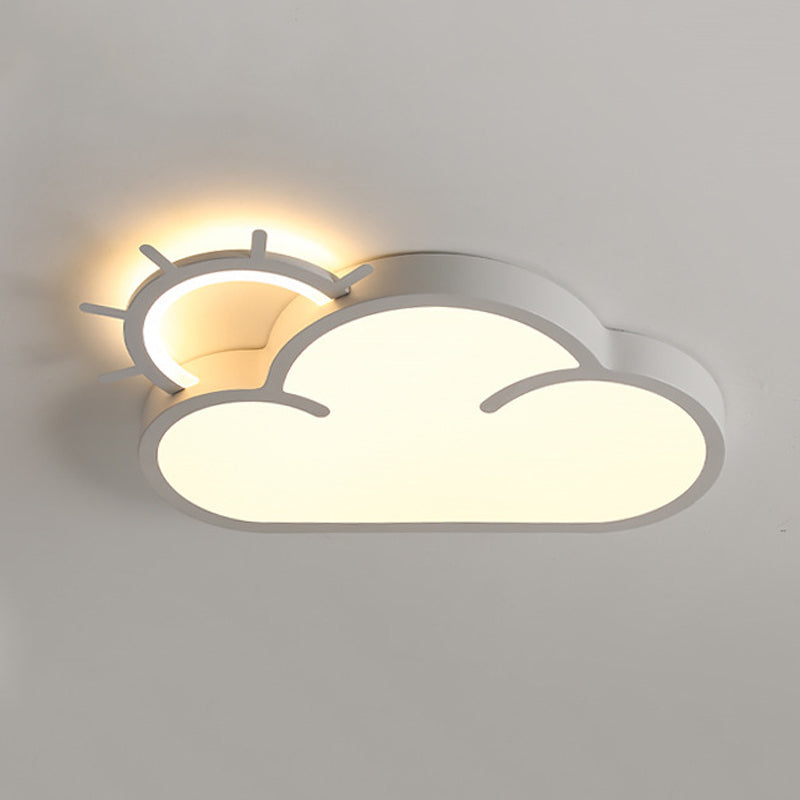 Cloud Shape Flush Light Modern Style Metal 2 Lights Flush Mount in White