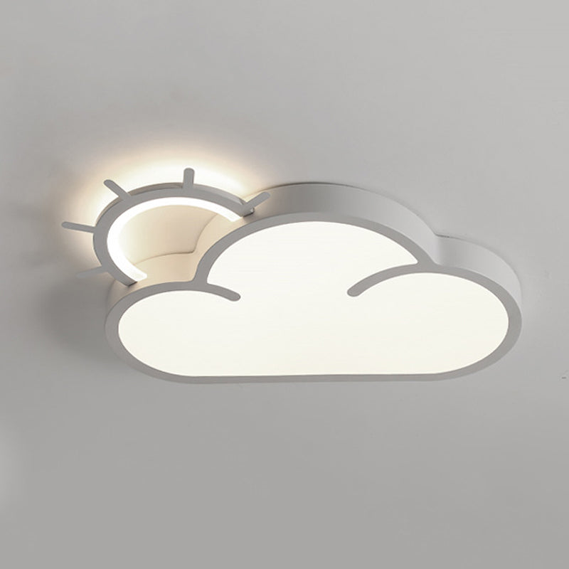 Cloud Shape Flush Light Modern Style Metal 2 Lights Flush Mount in White