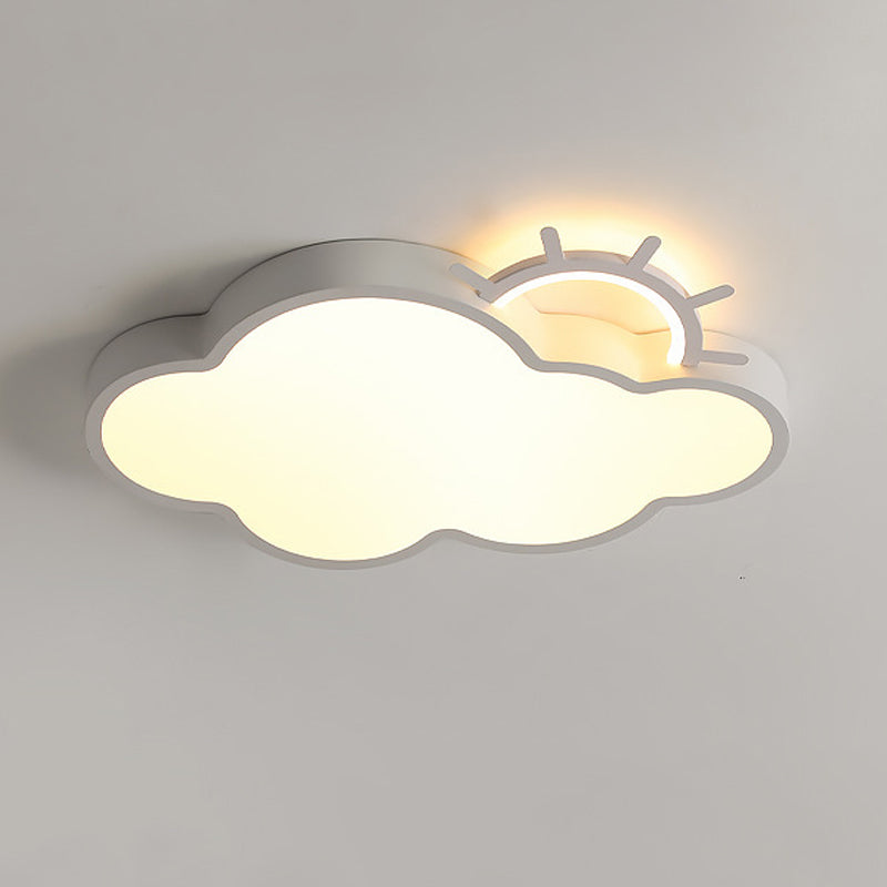 Cloud Shape Flush Light Modern Style Metal 2 Lights Flush Mount in White