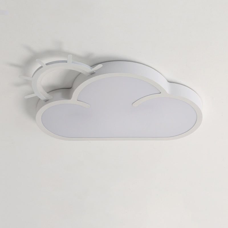 Cloud Shape Flush Light Modern Style Metal 2 Lights Flush Mount in White