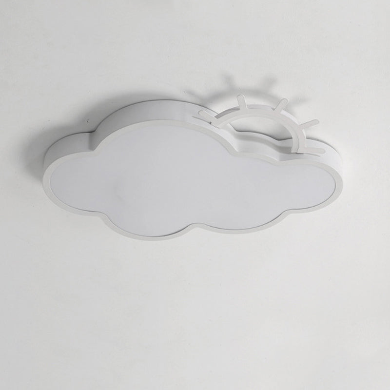 Cloud Shape Flush Light Modern Style Metal 2 Lights Flush Mount in White