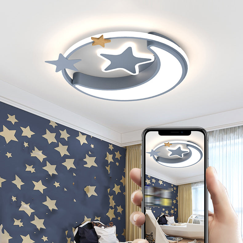 Circle Shape Flush Light Modern Style Metal 3 Lights Flush Mount for Bedroom