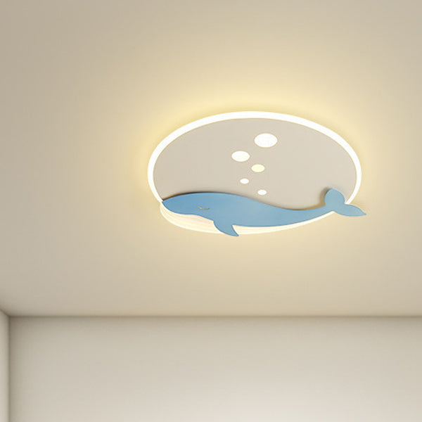 Modern LED Flush Mount Light Whale Shape Metal Flush Ceiling Light Fixtures