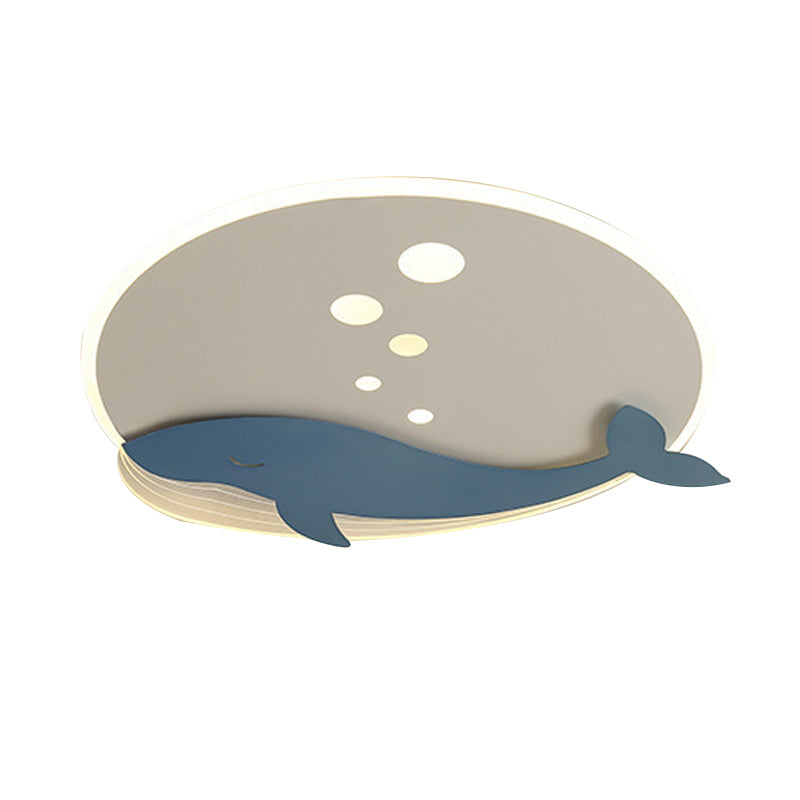 Modern LED Flush Mount Light Whale Shape Metal Flush Ceiling Light Fixtures