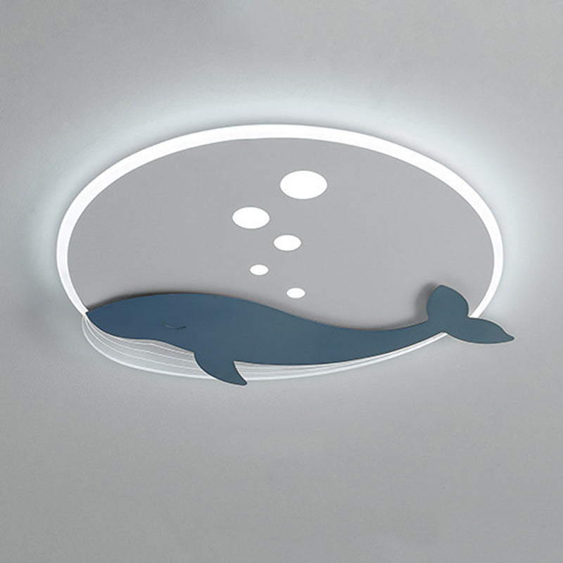 Modern LED Flush Mount Light Whale Shape Metal Flush Ceiling Light Fixtures