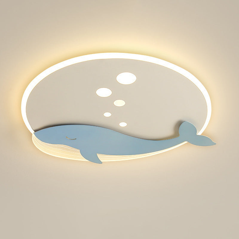 Modern LED Flush Mount Light Whale Shape Metal Flush Ceiling Light Fixtures