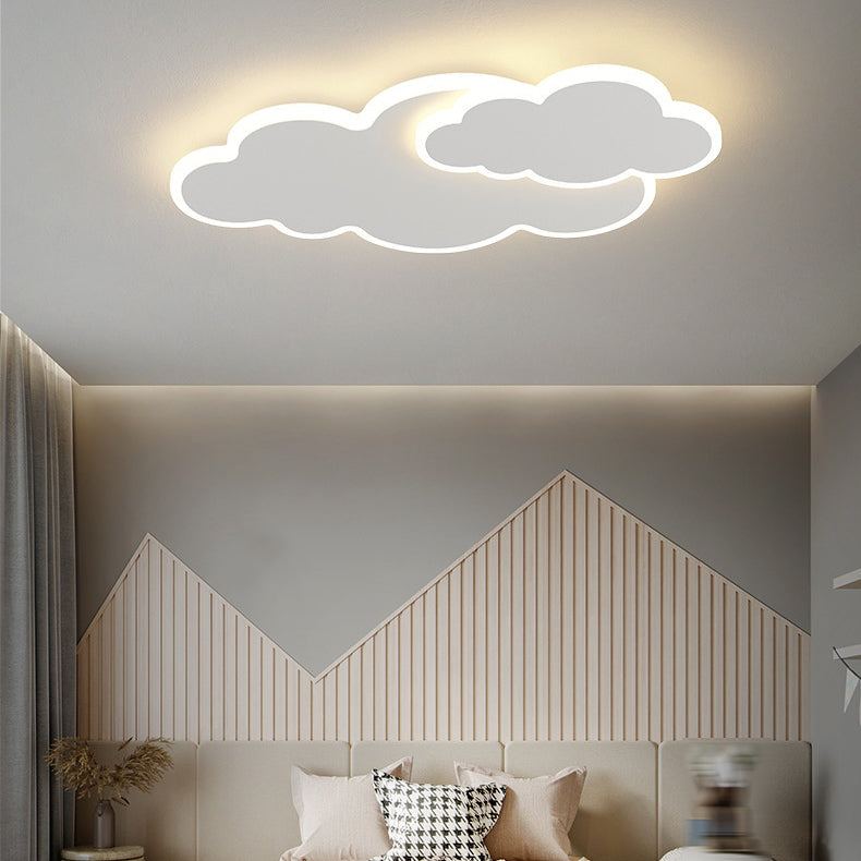 Cloud Shape Flush Light Modern Style Metal 2 Lights Flush Mount for Bedroom