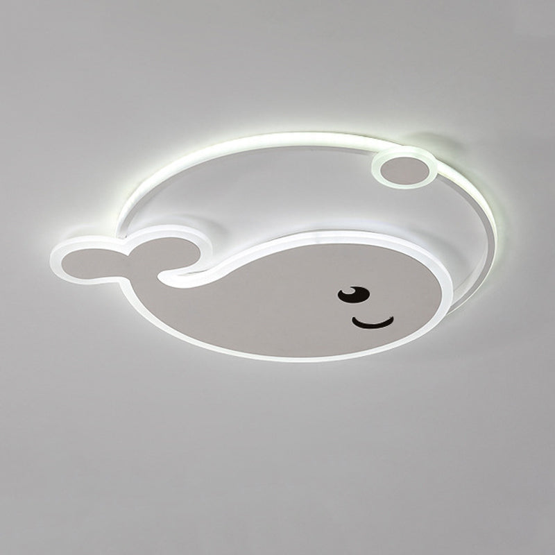 Whale Shape Flush Light Modern Style Metal 2 Light Flush Mount for Bedroom