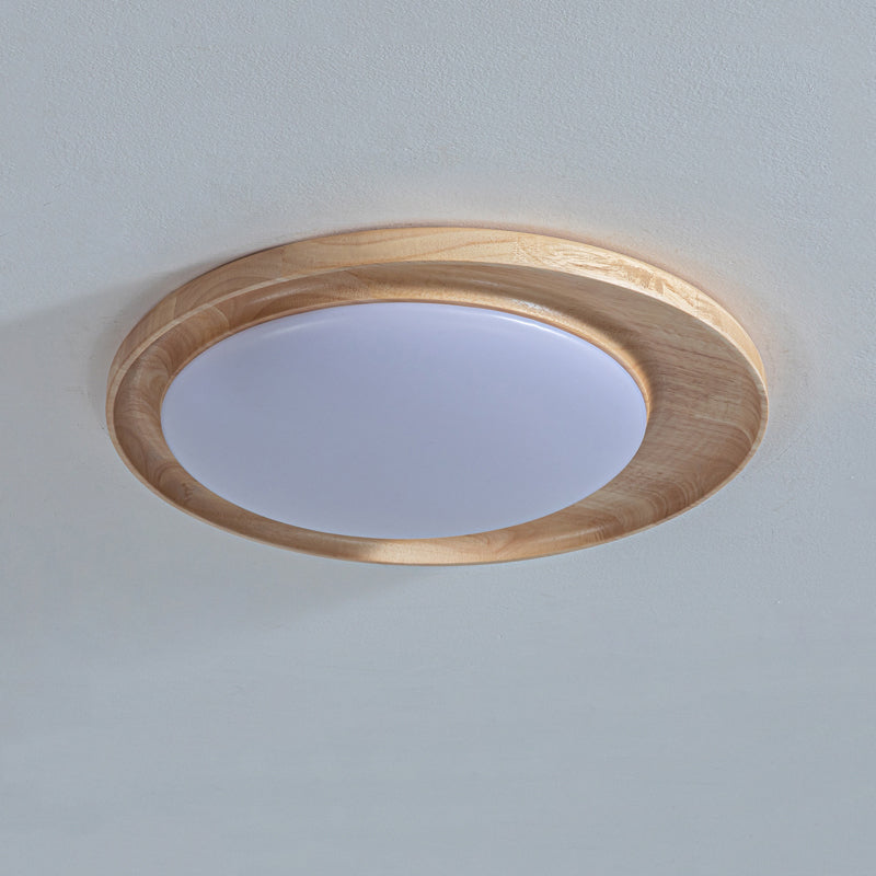 Modern Style Circle Shape Flush Mount 1 Light Wood Ceiling Light for Bedroom