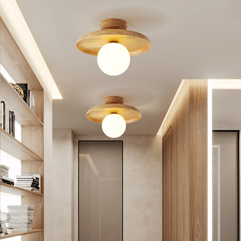 Minimalism Flush Mount Wood Ceiling Light Fixture for Bedroom