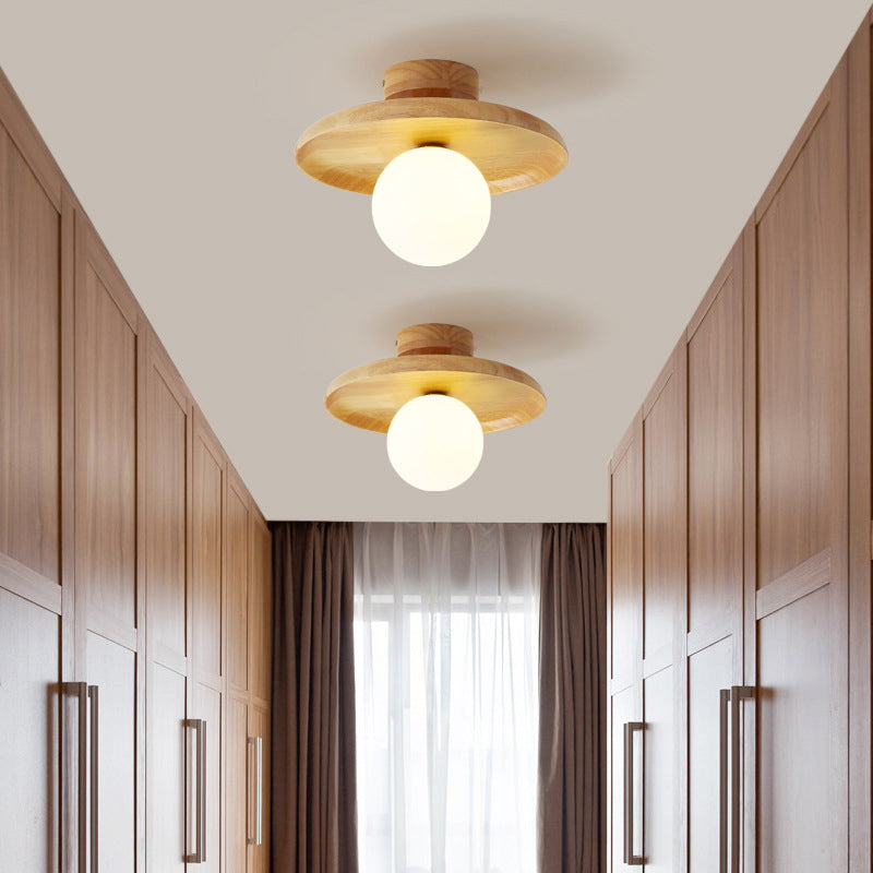 Minimalism Flush Mount Wood Ceiling Light Fixture for Bedroom