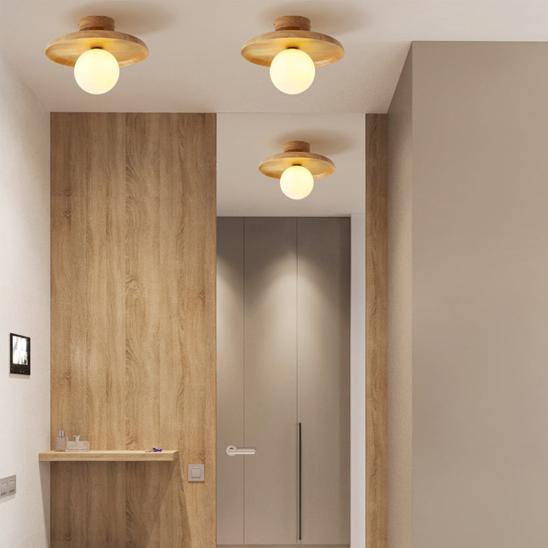 Minimalism Flush Mount Wood Ceiling Light Fixture for Bedroom