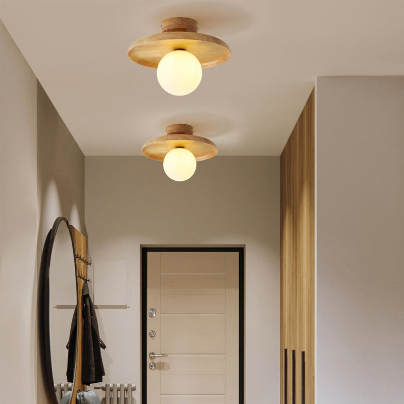 Minimalism Flush Mount Wood Ceiling Light Fixture for Bedroom