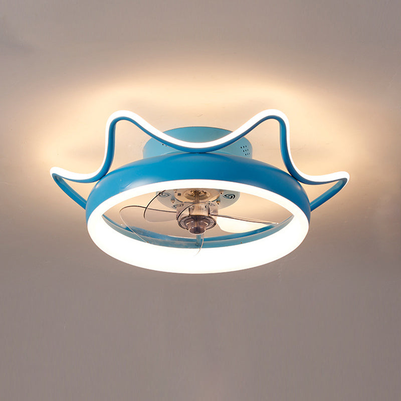 Nordic Style Ceiling Fan Lamp Colorful Round Shape Ceiling Fan Light for Children's Room