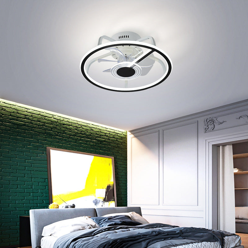 7-Blade LED Ceiling Fan Modernism Metallic Fan with Light for Bedroom