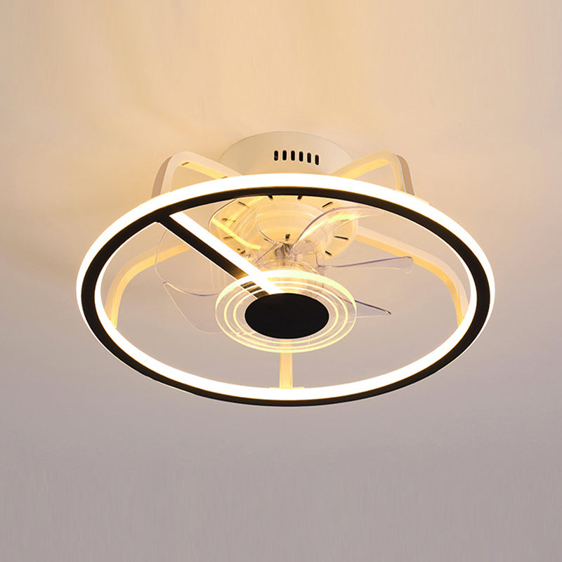 7-Blade LED Ceiling Fan Modernism Metallic Fan with Light for Bedroom