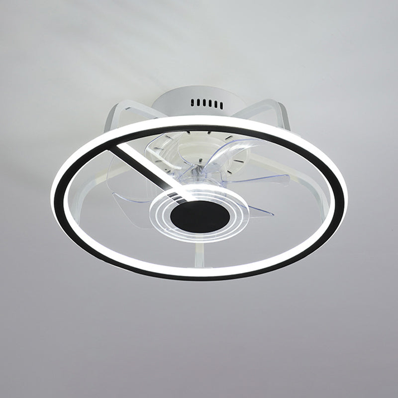 7-Blade LED Ceiling Fan Modernism Metallic Fan with Light for Bedroom