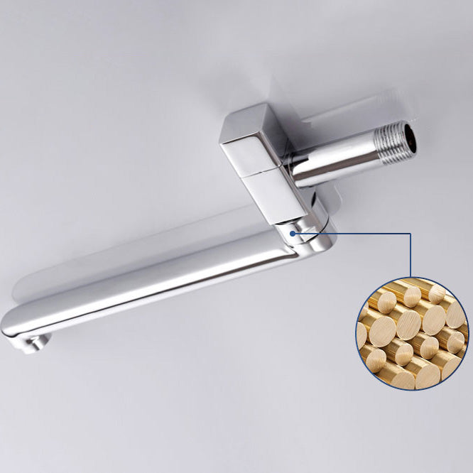 Contemporary Wall Mounted Bathroom Faucet Knob Handle Low Arc Rotatable Solid Brass Faucet