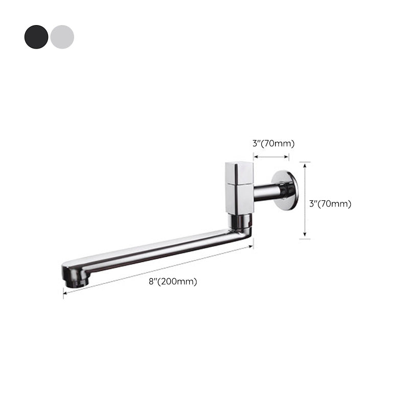 Contemporary Wall Mounted Bathroom Faucet Knob Handle Low Arc Rotatable Solid Brass Faucet