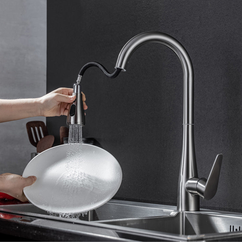 Modern 1-Handle Kitchen Faucet Stainless Steel Standard Kitchen Faucet