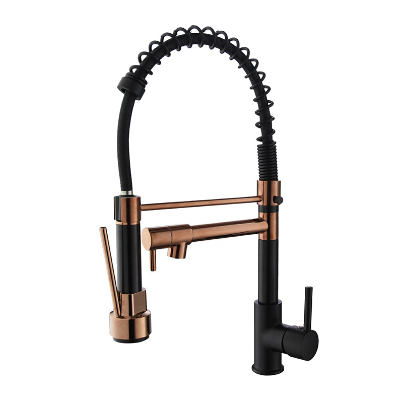 Farmhouse Bar Faucet Brass Lever Handles Spring Spout Swivel Spout Pre-Rinse Faucet