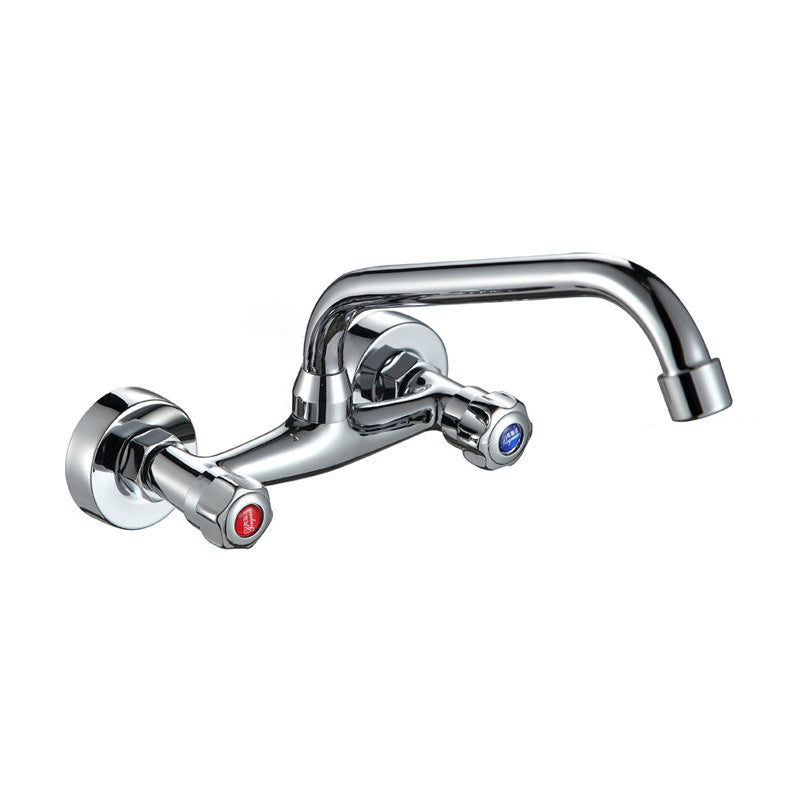 Contemporary 2-Handle Kitchen Faucet Wall-mounted Faucet in Chrome