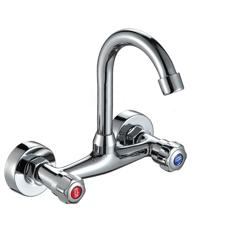 Contemporary 2-Handle Kitchen Faucet Wall-mounted Faucet in Chrome