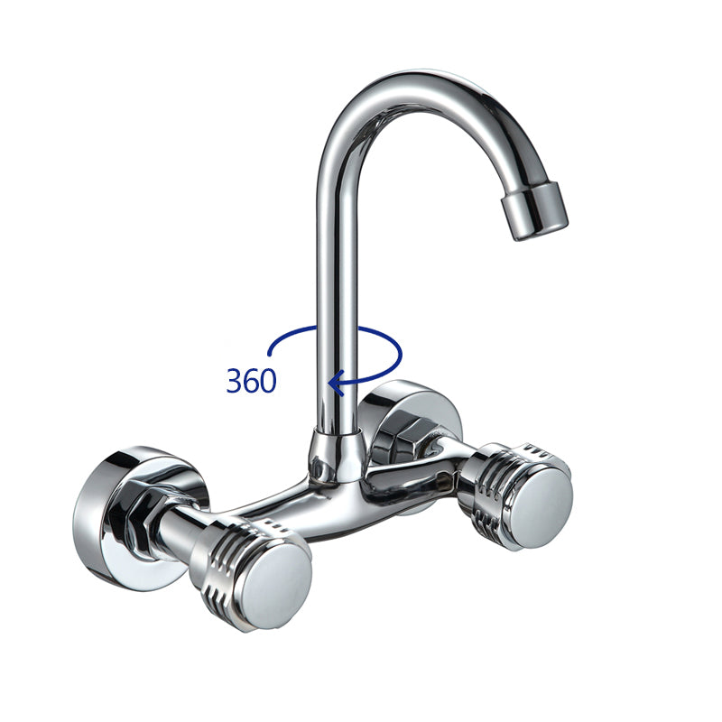 Contemporary 2-Handle Kitchen Faucet Wall-mounted Faucet in Chrome