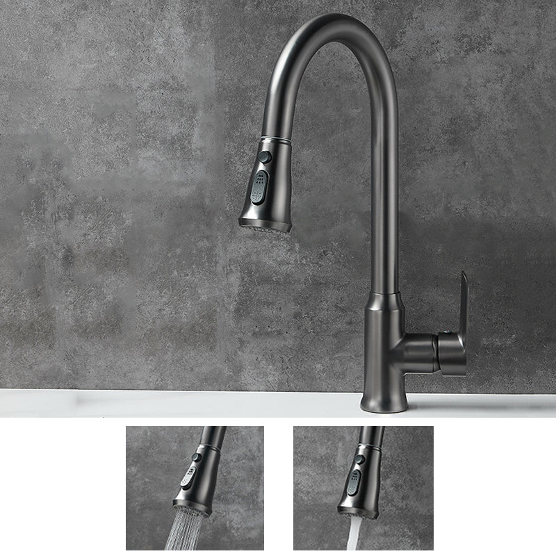 Modern Style Kitchen Faucet Brass 1-Handle High Arc Retractable Kitchen Faucet