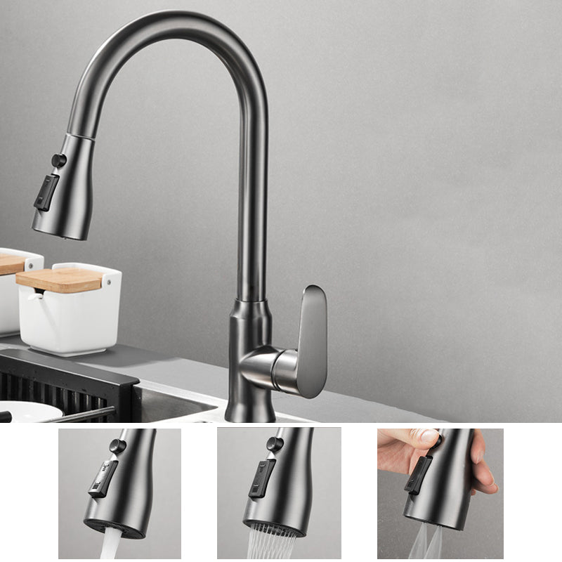 Modern Style Kitchen Faucet Brass 1-Handle High Arc Retractable Kitchen Faucet