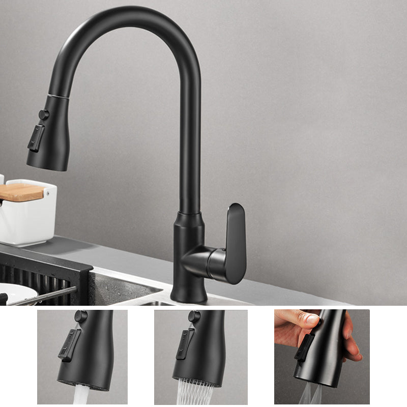 Modern Style Kitchen Faucet Brass 1-Handle High Arc Retractable Kitchen Faucet