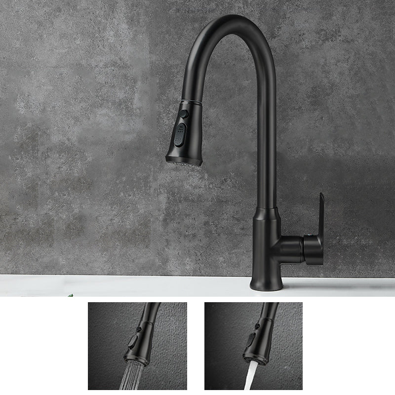 Modern Style Kitchen Faucet Brass 1-Handle High Arc Retractable Kitchen Faucet