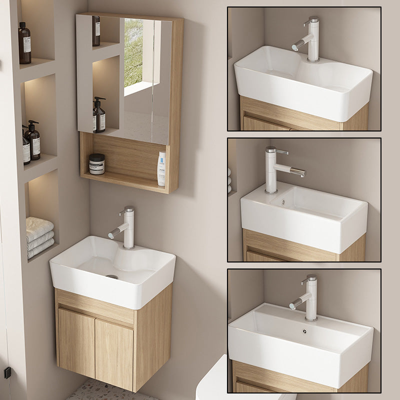 Basic Wooden Sink Vanity Wall-Mounted Vanity Cabinet with Mirror Cabinet