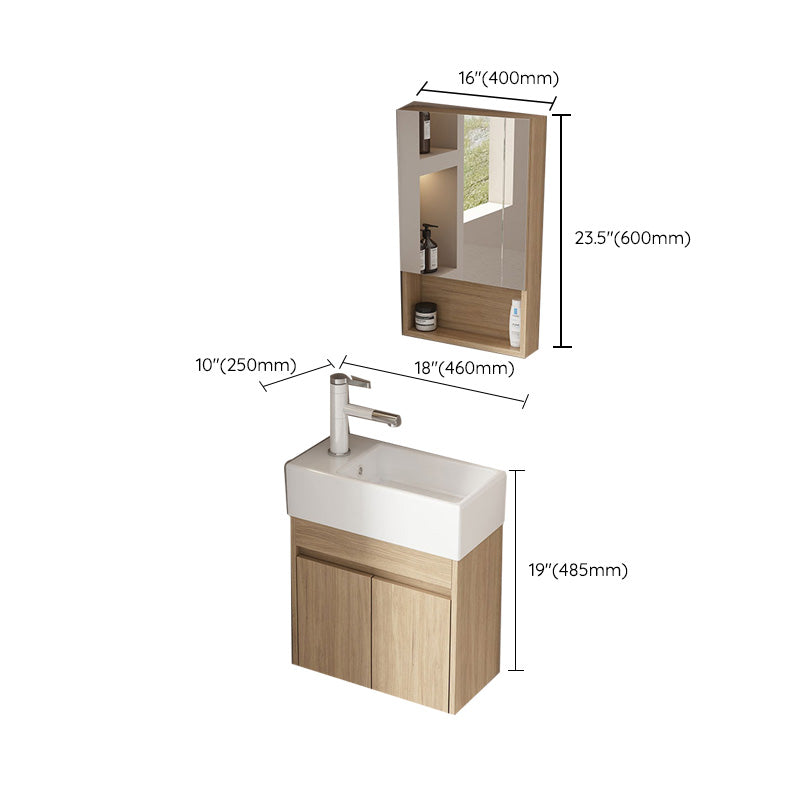 Basic Wooden Sink Vanity Wall-Mounted Vanity Cabinet with Mirror Cabinet