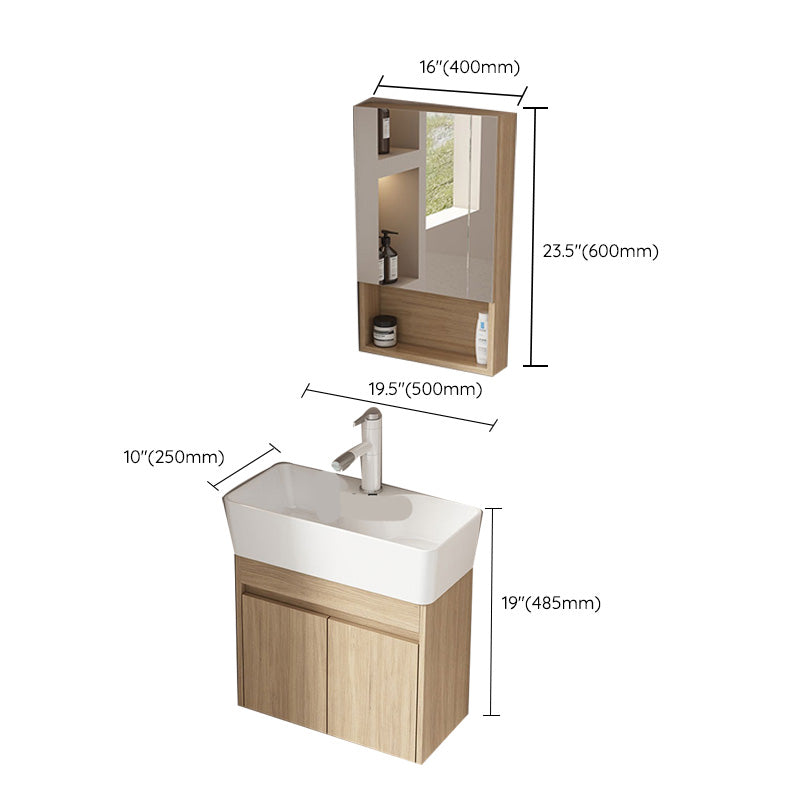 Basic Wooden Sink Vanity Wall-Mounted Vanity Cabinet with Mirror Cabinet