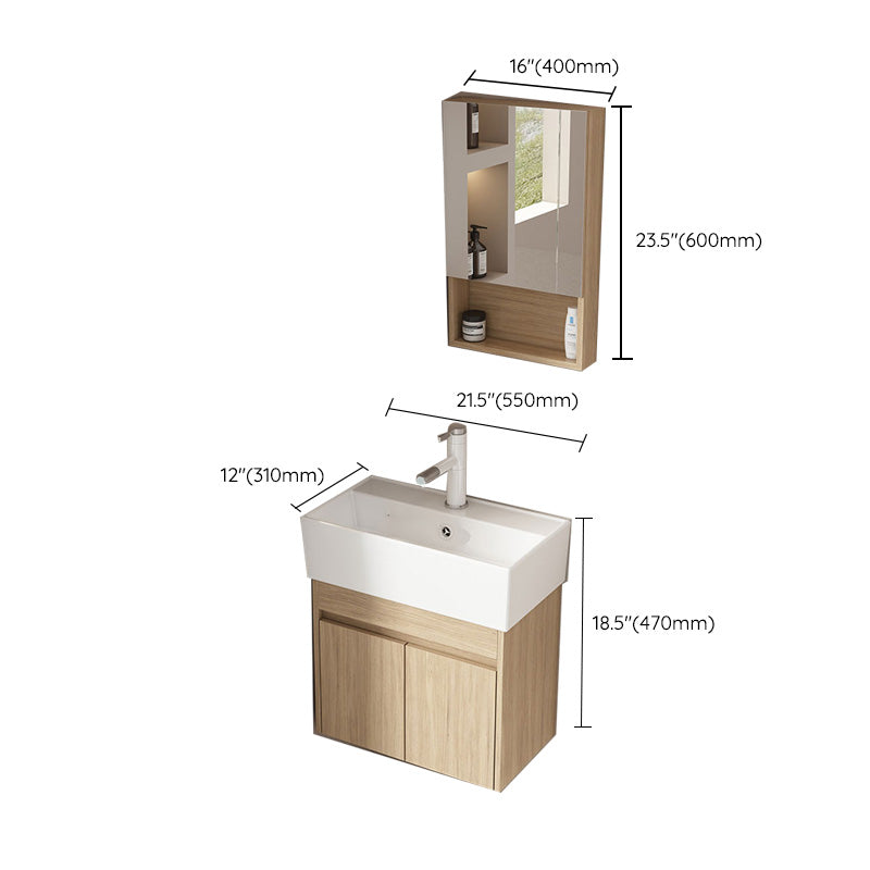 Basic Wooden Sink Vanity Wall-Mounted Vanity Cabinet with Mirror Cabinet